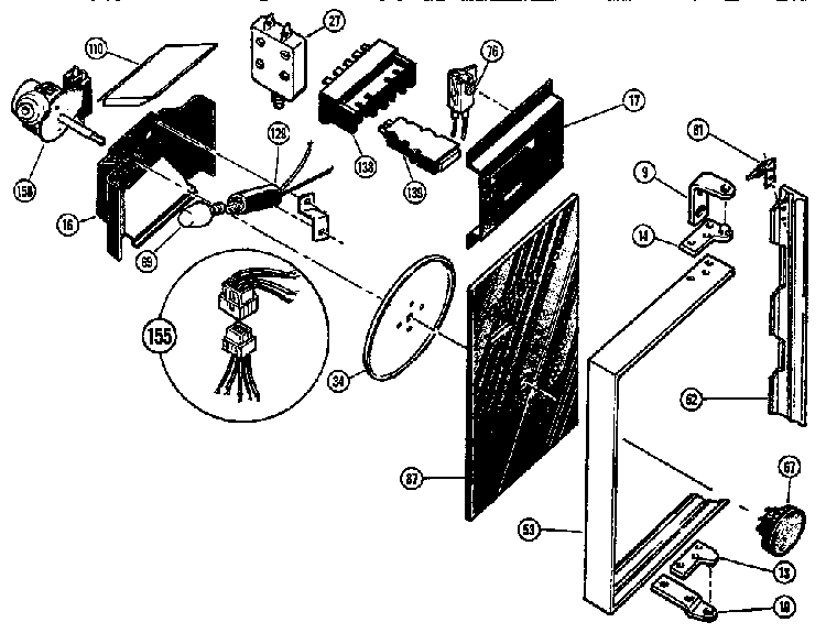 Microwave Power Compartment Door Diagram and Parts List for MTR217  Thermador Microwave