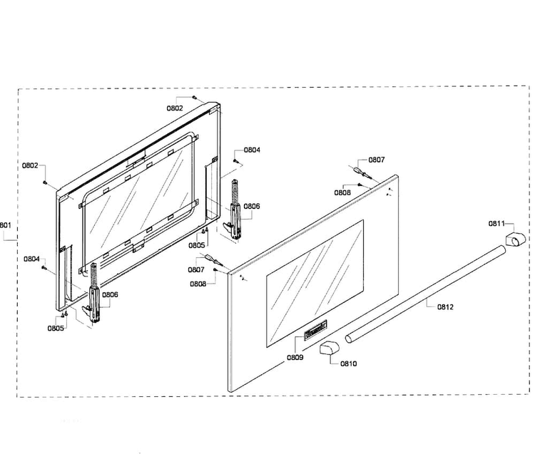 Door Assy Diagram and Parts List for PRD366GHU 03 Thermador Range