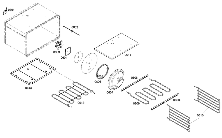 Oven Assy Diagram and Parts List for PRD366EHC 06 Thermador Range