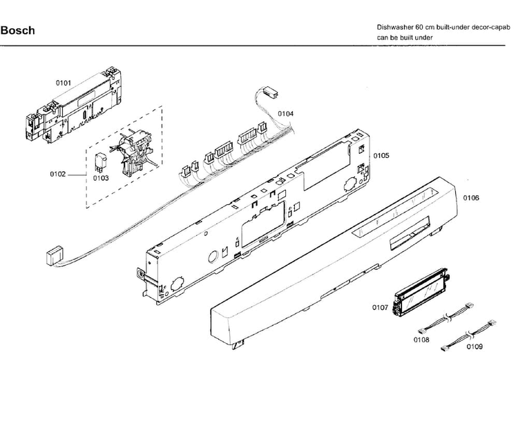 Control Panel Diagram and Parts List for SHE99C05UC 47 Bosch Dishwasher