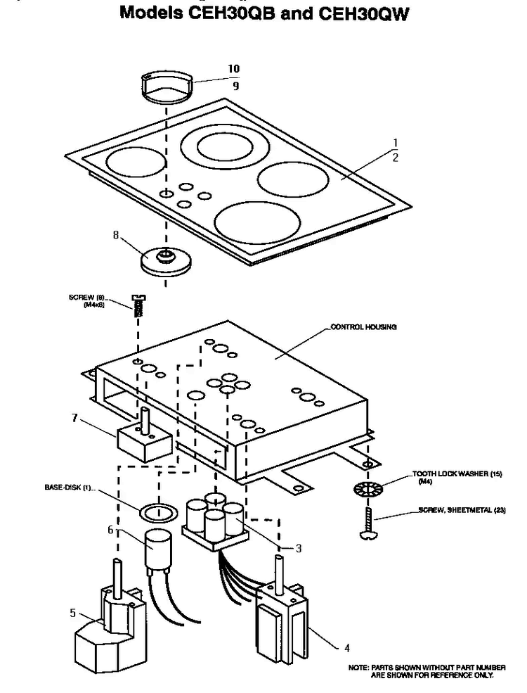 Section 2 Diagram and Parts List for CEH30QB  Thermador Cooktop