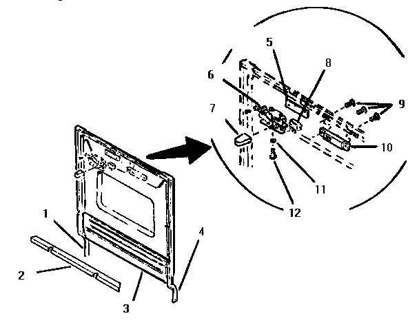 Outer Door Diagram and Parts List for WCTD5500  Thermador Dishwasher
