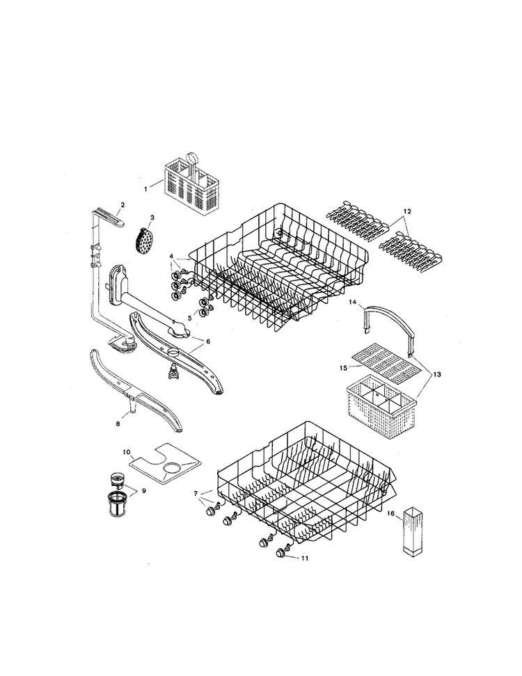 Racks Diagram and Parts List for SHU3305UC 12 Bosch Dishwasher