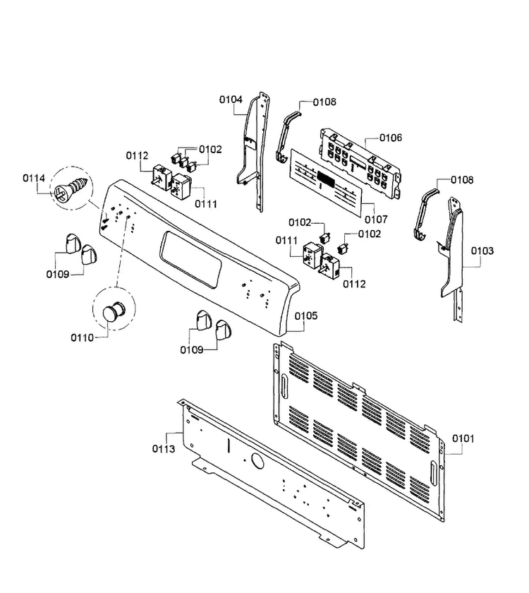Control Panel Diagram and Parts List for HES3053U 06 Bosch Range