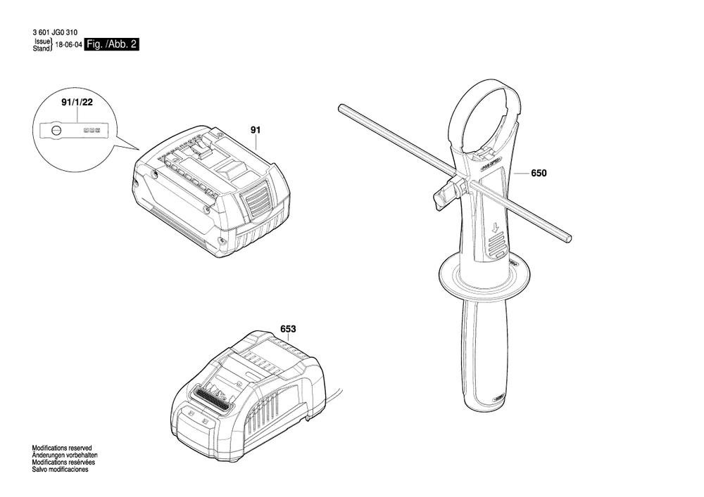 Diagram 2 Diagram and Parts List for GSB18V-975C 3 601 JG0 311 Bosch Screwdriver