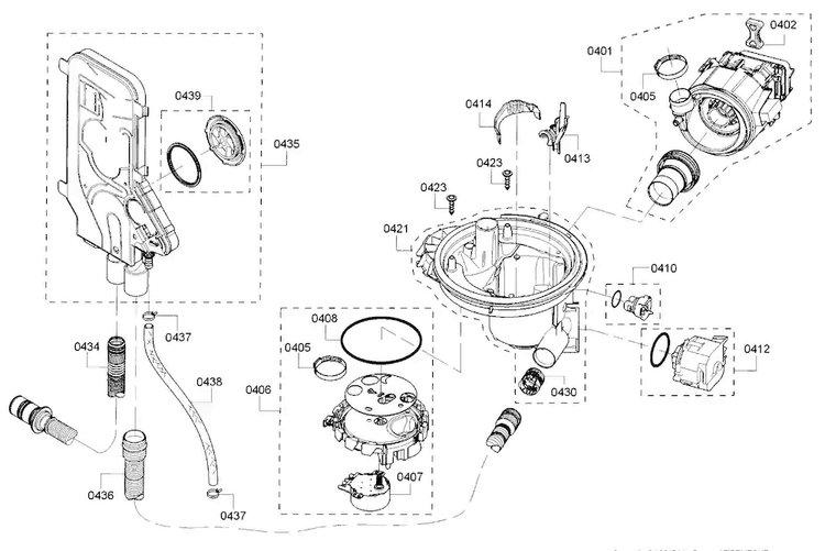 Pump Diagram and Parts List for SHE53TF2UC 02 Bosch Dishwasher