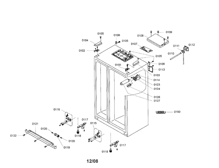 Cabinet Diagram and Parts List for B20CS51SNS 01 Bosch Refrigerator