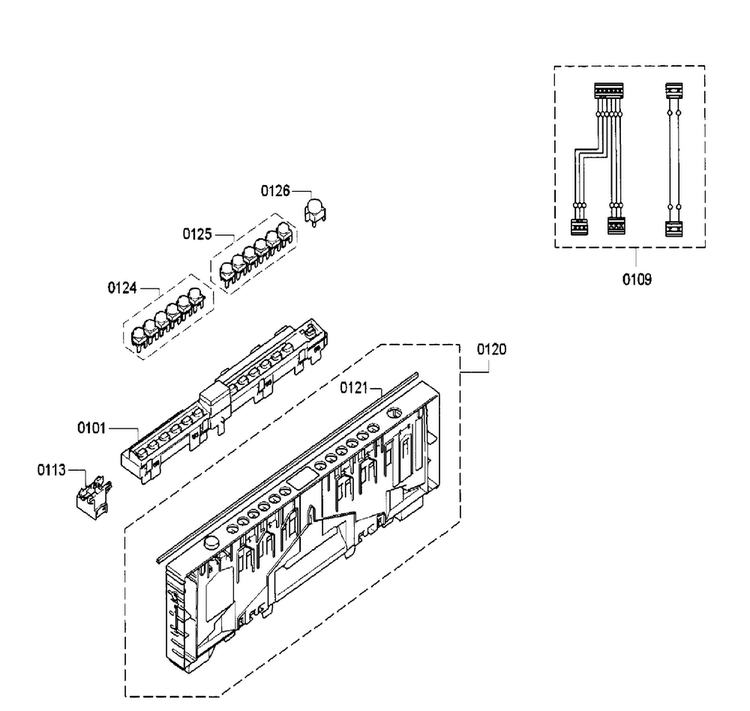 Control Panel Diagram and Parts List for SPV5ES53UC 26 Bosch Dishwasher