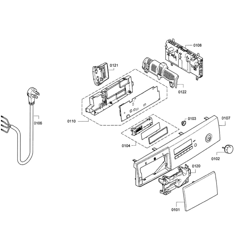 Control Assy Diagram and Parts List for WTB86200UC 01 Bosch Dryer