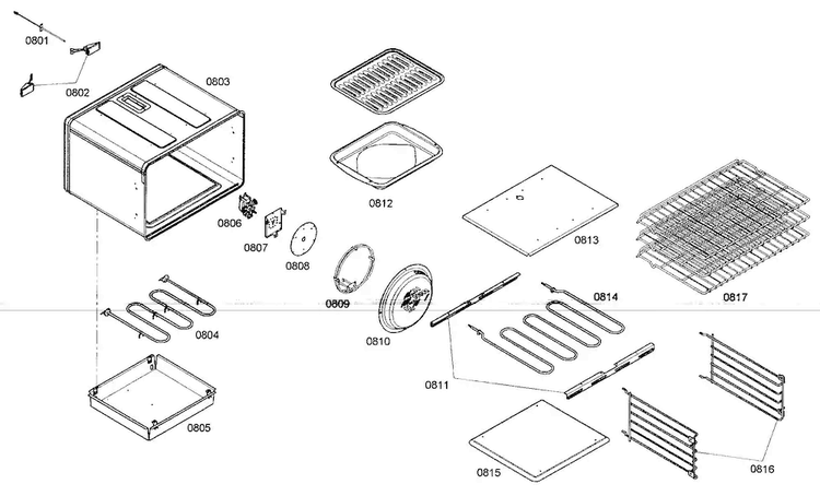 Large Oven Diagram and Parts List for PRD484EEG01  Thermador Range