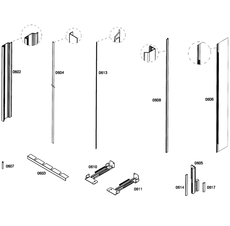 Framing Diagram and Parts List for T18ID80NLP 28 Thermador Freezer