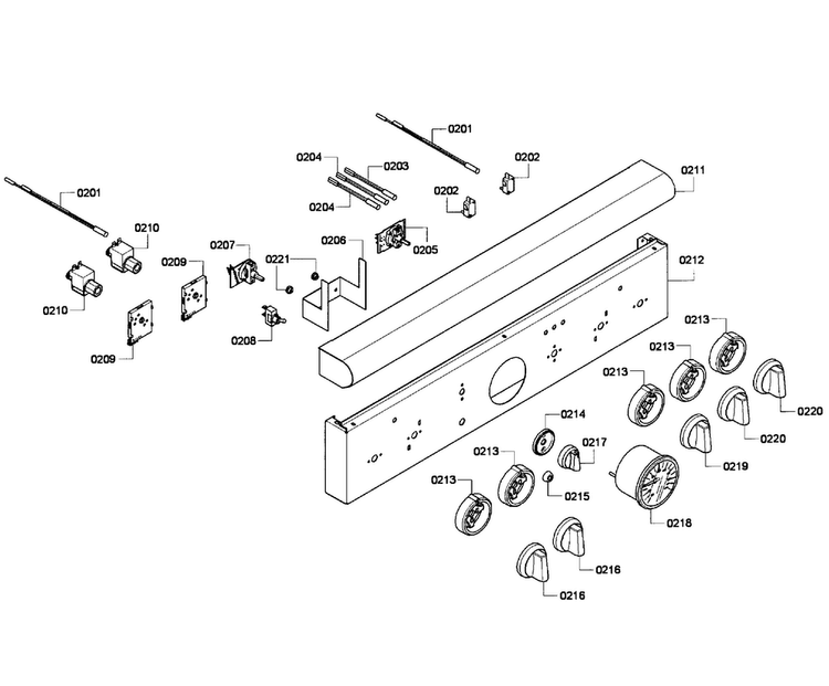 Control Panel Diagram and Parts List for PRD304EG 12 Thermador Range