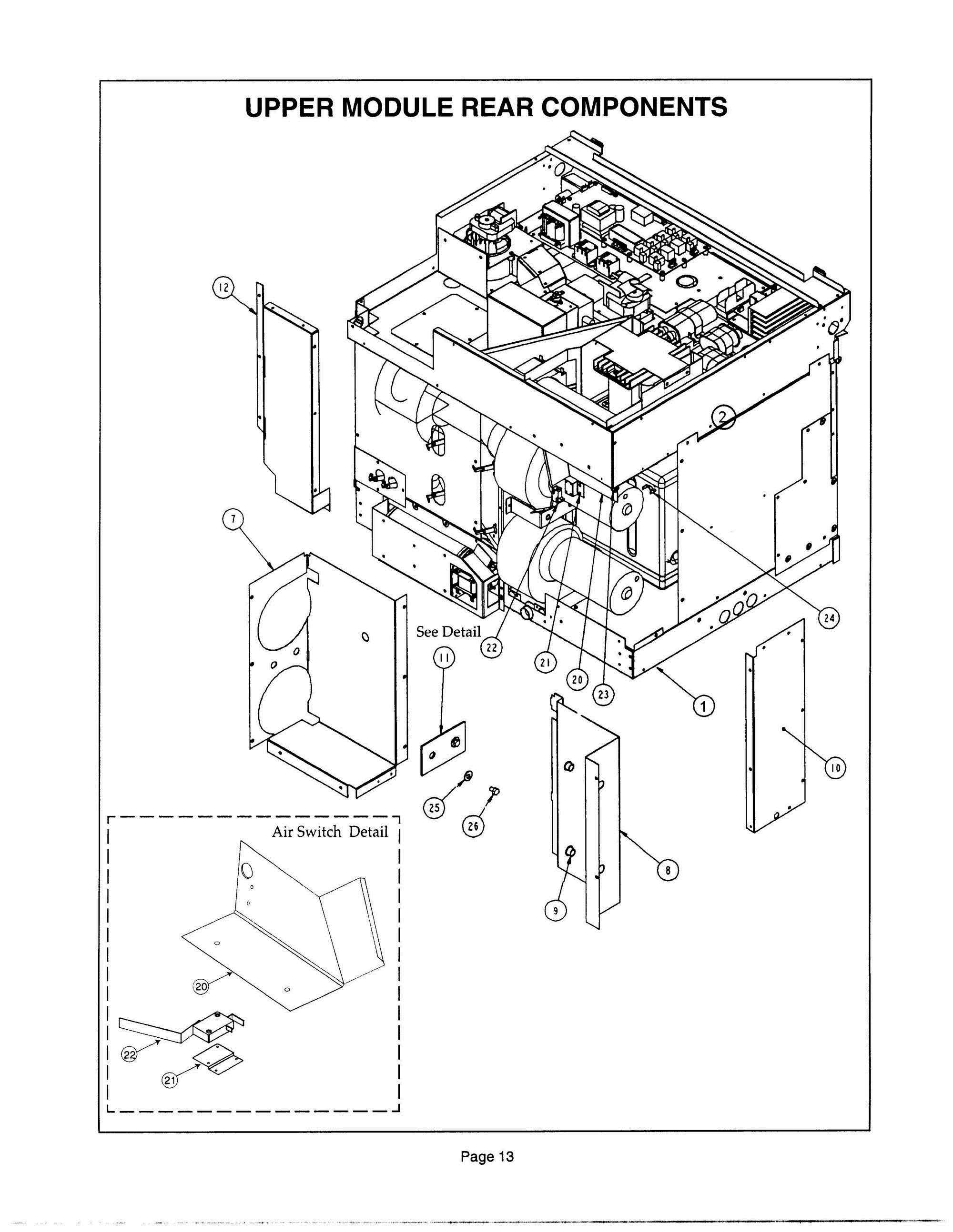12 - UPPER MODULE REAR COMPONENTS Diagram and Parts List for CJ302UW  Bosch Range