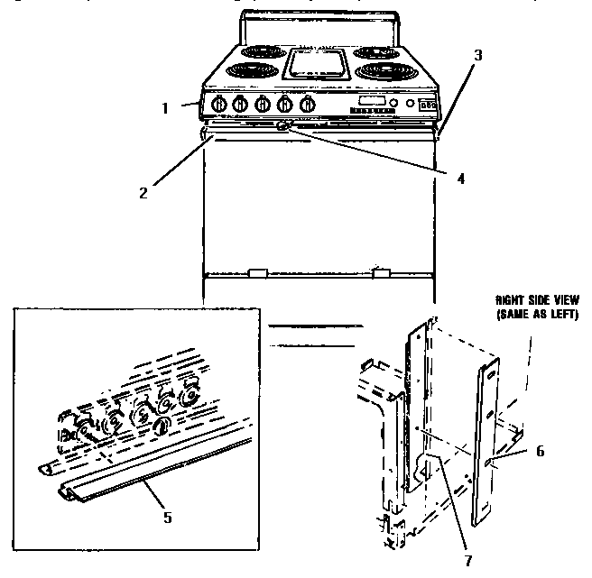 Control Panel & Heat Shield Diagram and Parts List for ESC30WH  Thermador Range