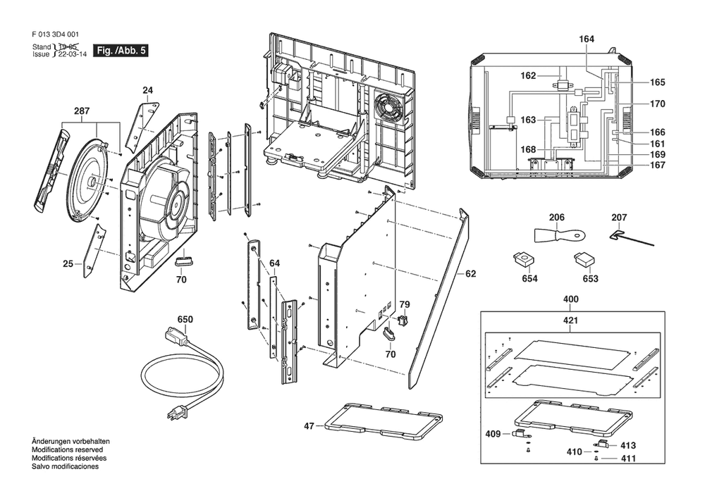 Section 5 Diagram and Parts List for 3D40FLX-01EU F0133D4001 Bosch Miscellaneous