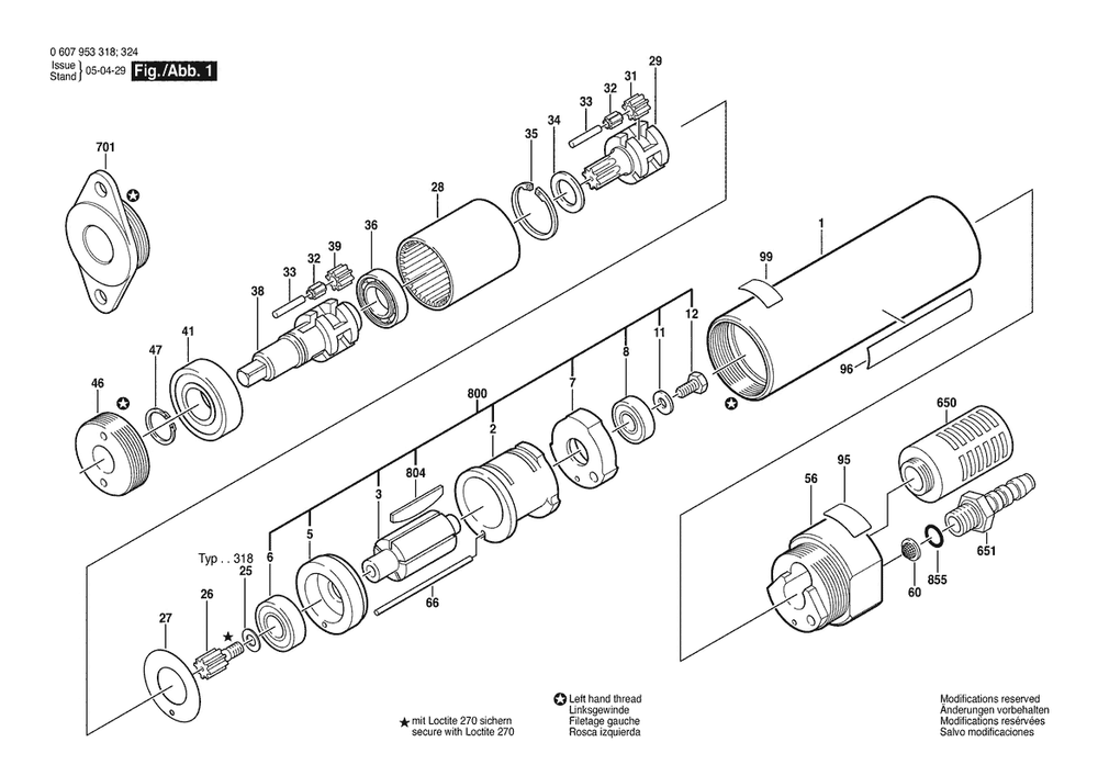 Section 1 Diagram and Parts List for 0607953324  Bosch Engine