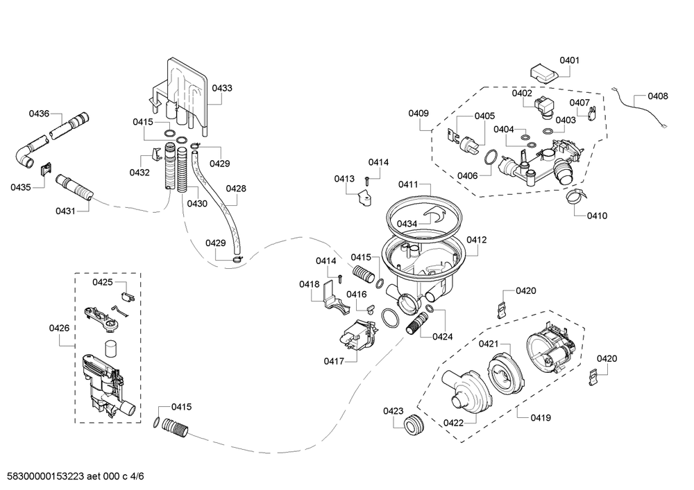 Diagram 4 Diagram and Parts List for SHX43P15UC-64  Bosch Dishwasher