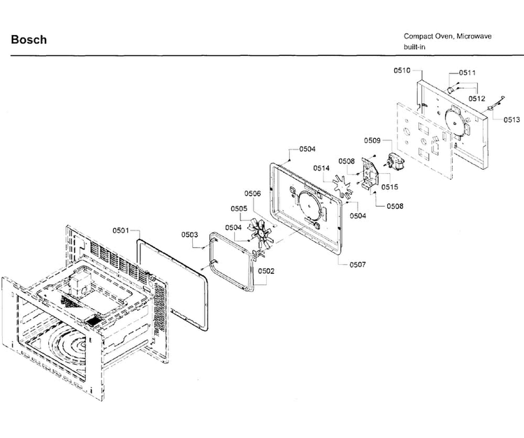 Convection Diagram and Parts List for HMC80152UC 01 Bosch Microwave