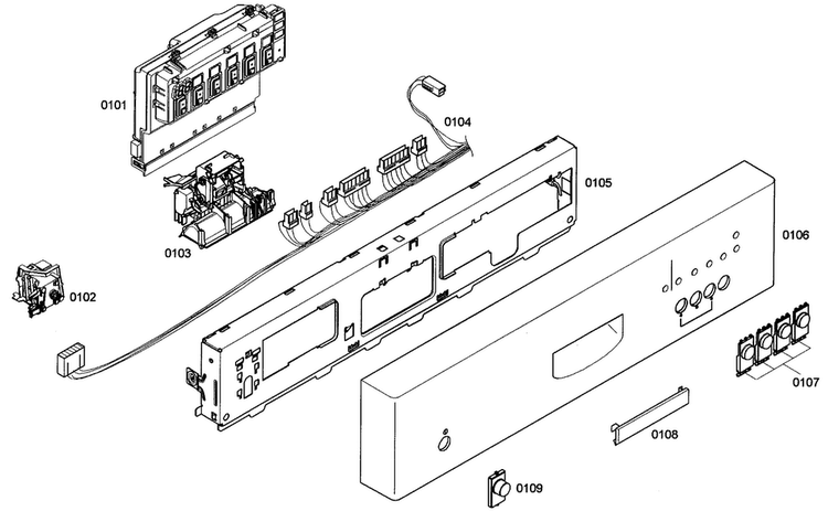 Control Panel Diagram and Parts List for SHE42L16UC 40 Bosch Dishwasher