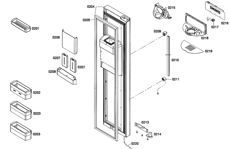 Freezer Door Diagram and Parts List for B22CS50SNB 01 Bosch Refrigerator
