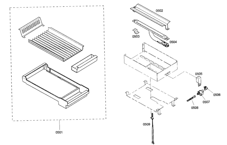 Griddle Diagram and Parts List for PRD364ELHU02  Thermador Range