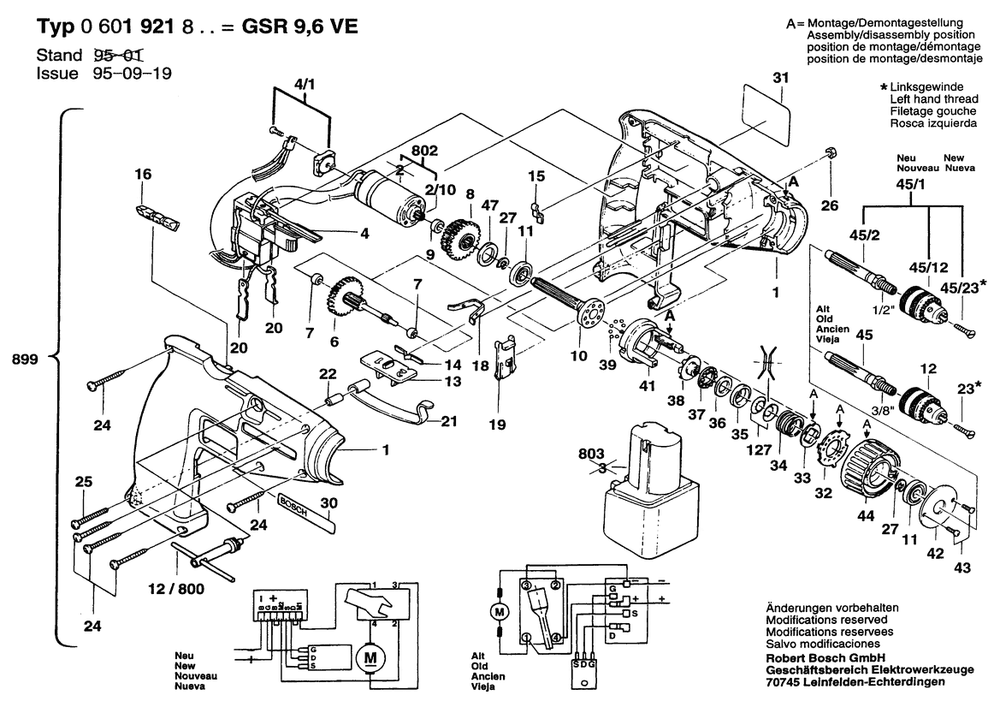Section 1 Diagram and Parts List for 0601921827  Bosch Screwdriver