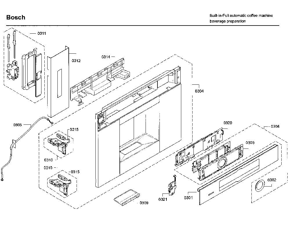 Frame Diagram and Parts List for BCM8450UC 03 Bosch Coffee Maker