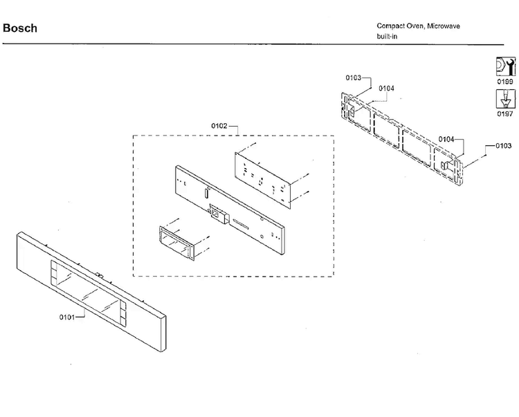 Control Panel Diagram and Parts List for HMB50152UC 02 Bosch Microwave