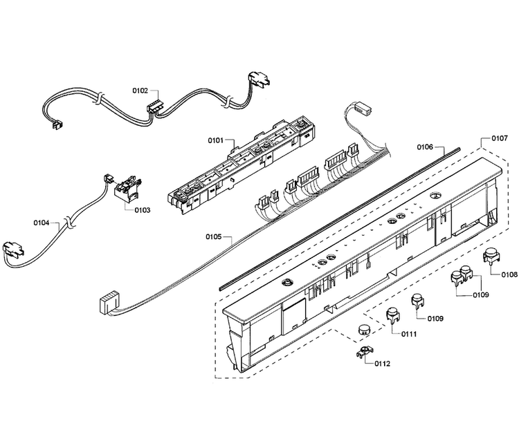 Control Panel Diagram and Parts List for SHX3AR52UC 08 Bosch Dishwasher