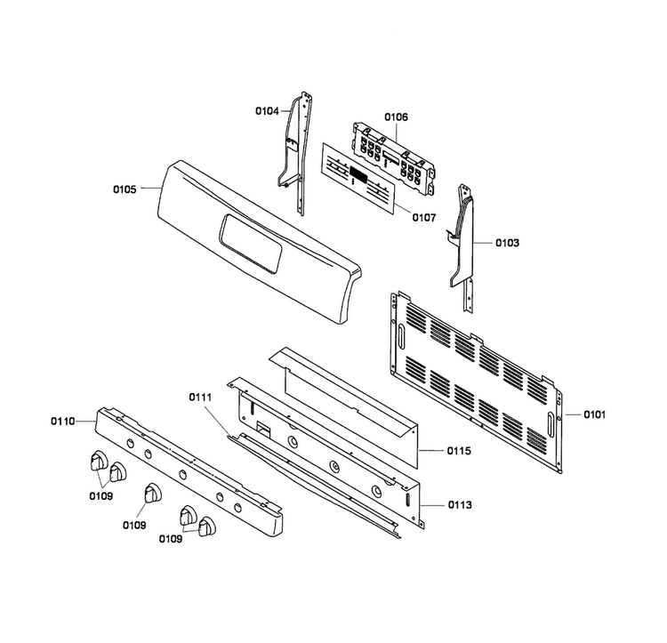 Control Panel Diagram and Parts List for HGS3023UC 04 Bosch Range
