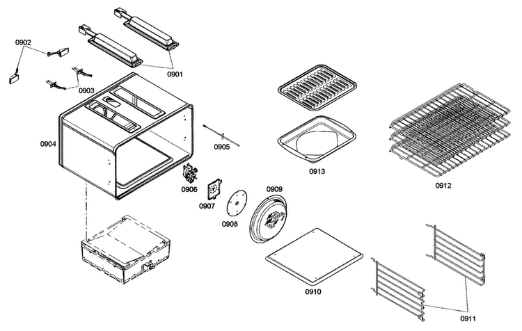 Large Oven Diagram and Parts List for PRG486EDG01  Thermador Range