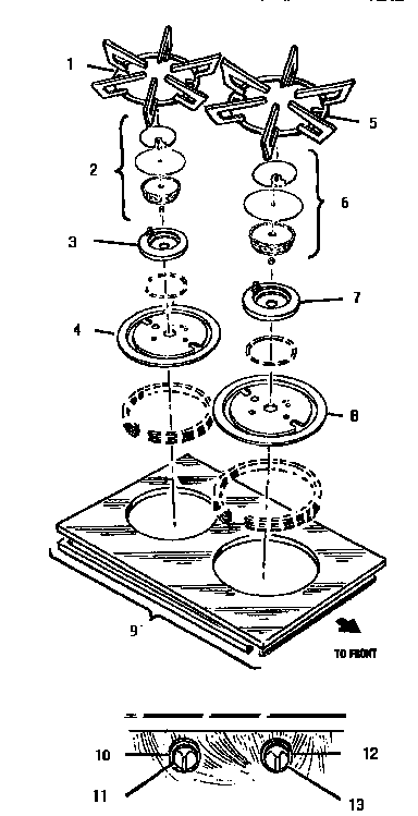 Section 3 Diagram and Parts List for E12MWC  Thermador Cooktop