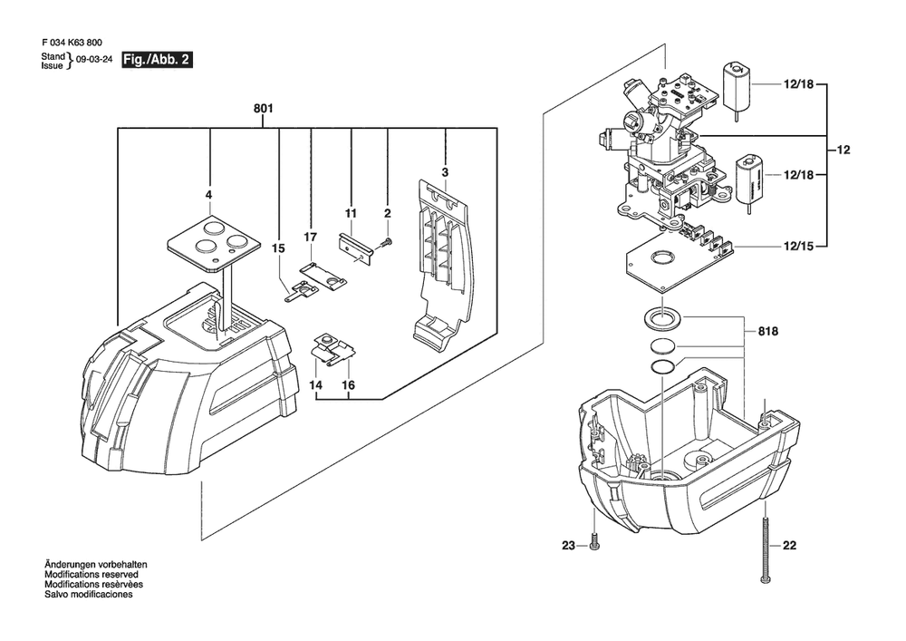 Section 1 Diagram and Parts List for XLP34-EU F034K63800 Bosch Laser Level