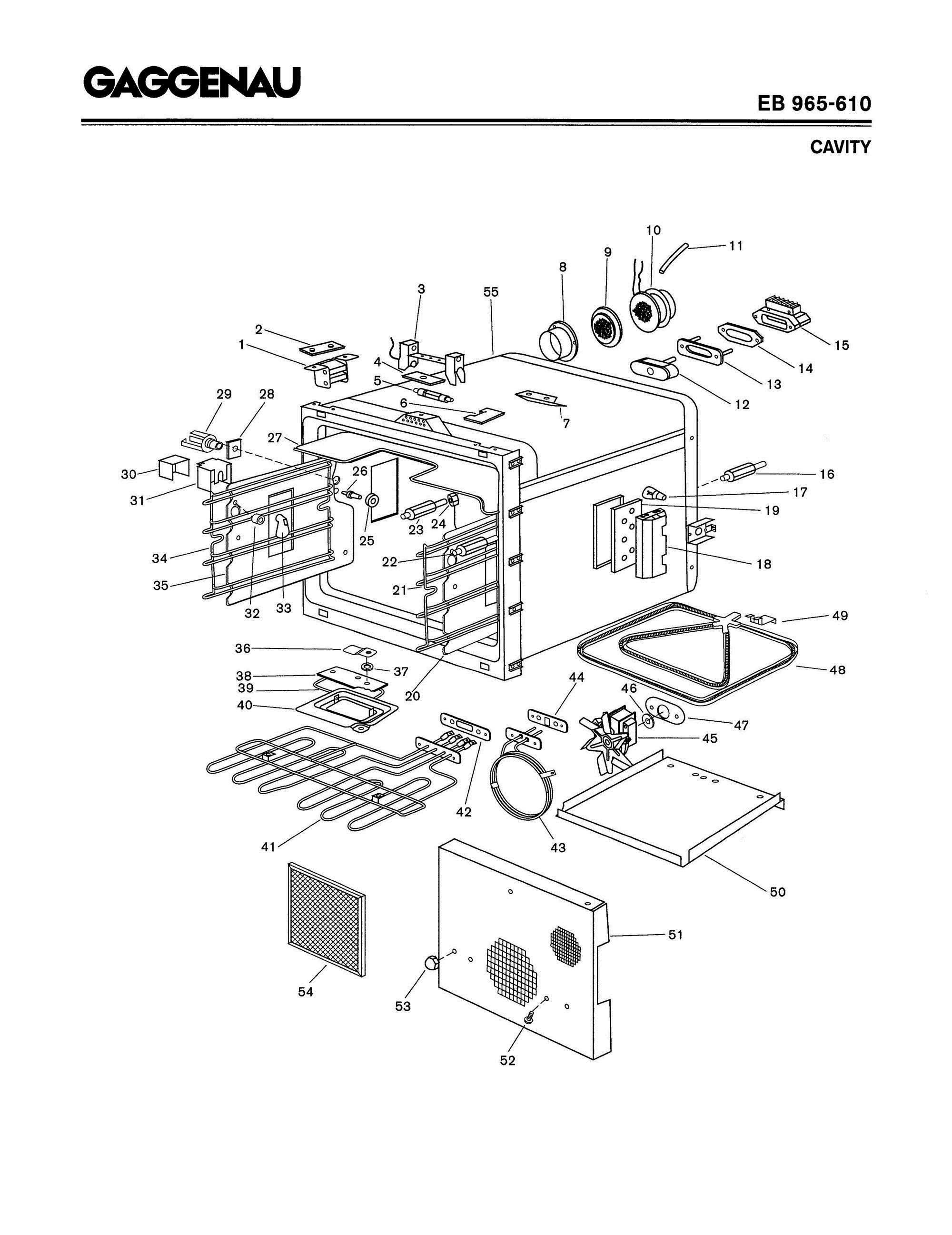 02 - CAVITY Diagram and Parts List for EB965-610  Bosch Range