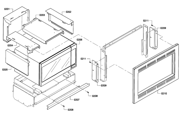 Frame Assy Diagram and Parts List for HBL5720UC 06 Bosch Microwave