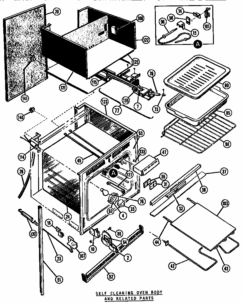 Self Cleaning Oven Body Diagram and Parts List for MTR225  Thermador Microwave