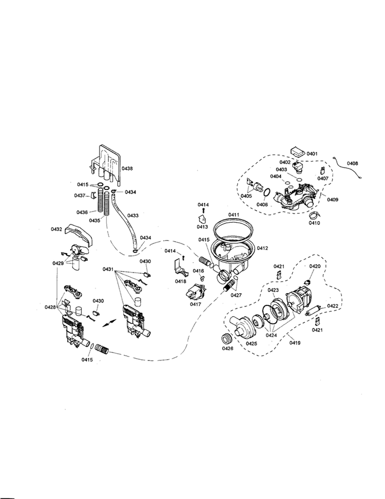 Component Assemblies Diagram and Parts List for SHX46L05UC 18 Bosch Dishwasher