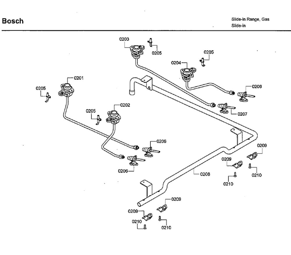 Valves Diagram and Parts List for HDI7282U 08 Bosch Range