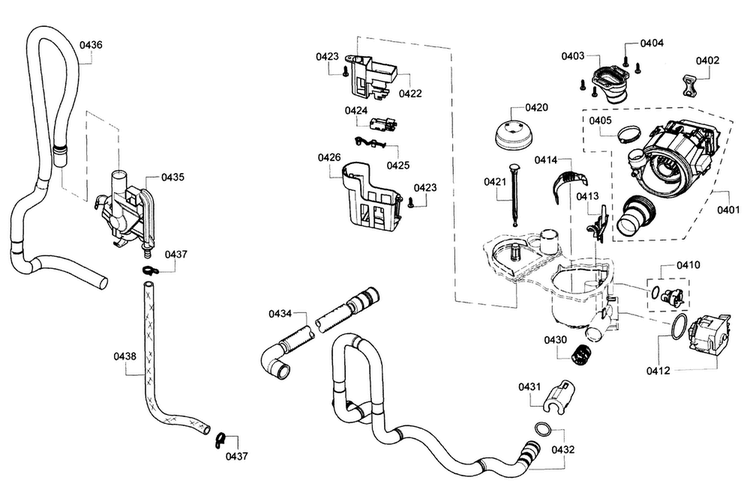Pump Diagram and Parts List for SHX3AR55UC 21 Bosch Dishwasher