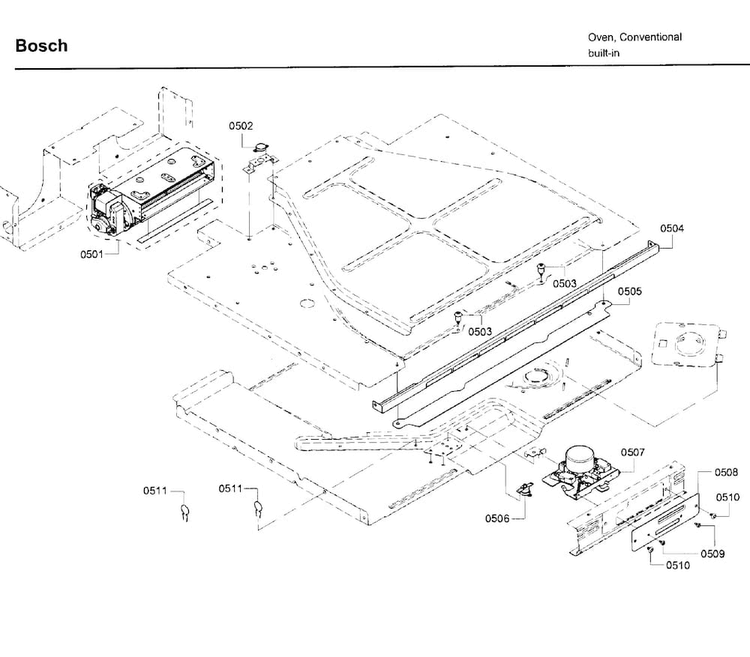 Latch Diagram and Parts List for HBL8651UC 02 Bosch Wall Oven