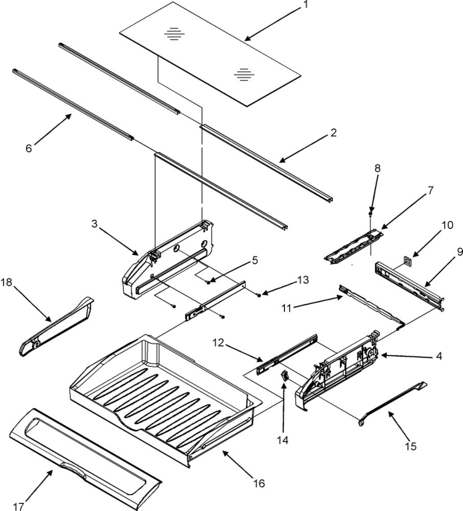 Pantry Assembly Diagram and Parts List for RY4951  Gaggenau Refrigerator