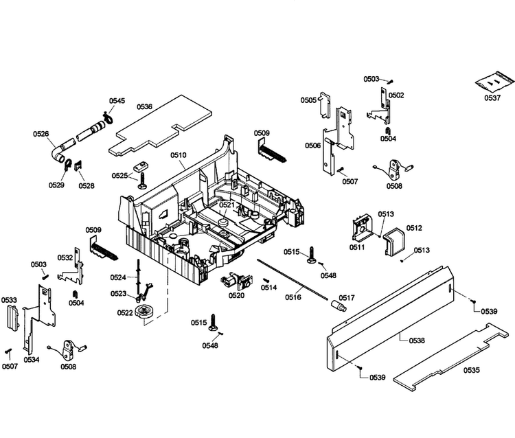 Base Assy Diagram and Parts List for SHE55P05UC 58 Bosch Dishwasher