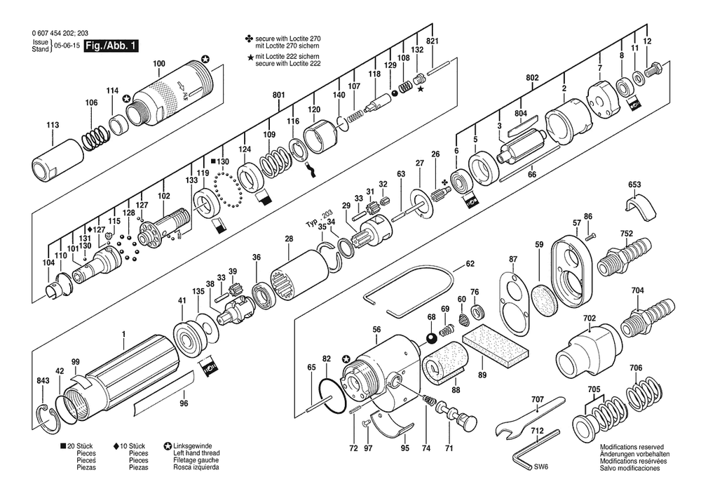 Section 1 Diagram and Parts List for 0607454202  Bosch Screwdriver