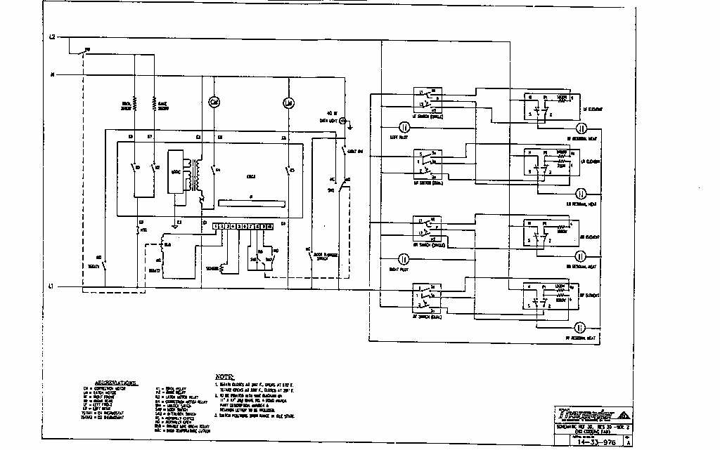 Schematic Diagram and Parts List for REF30RS 9707 & UP Thermador Range