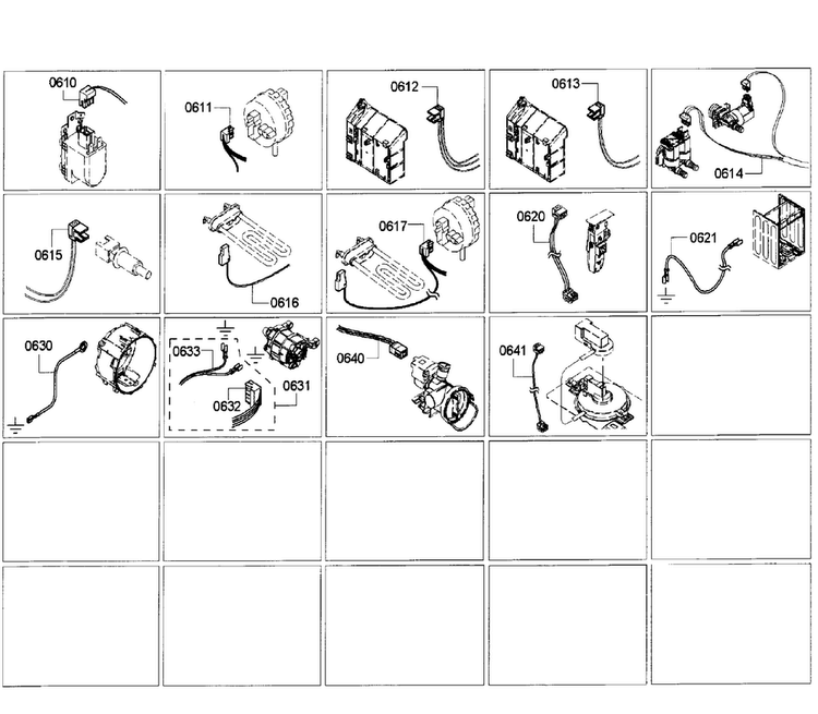 Sensors Diagram and Parts List for WFVC6450UC 27 Bosch Washer