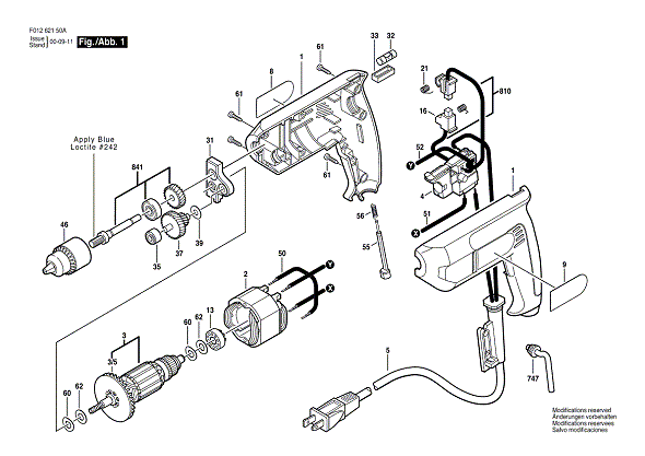 Bosch 6215 (F012621500) Diagram and Parts List for 6215 F012621500 Bosch Cordless Drill