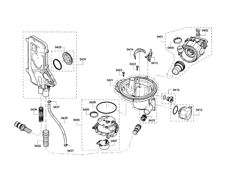 Pump Diagram and Parts List for SHX65T55UC 02 Bosch Dishwasher