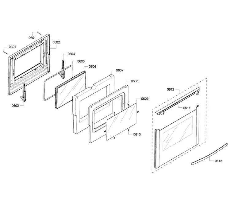 Door Assy Diagram and Parts List for HGS7282UC 01 Bosch Range
