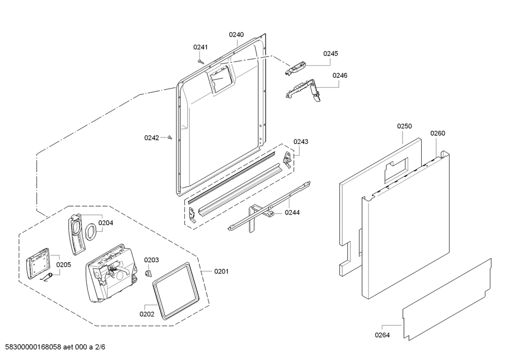 Diagram 2 Diagram and Parts List for SHE9ER55UC-50  Bosch Dishwasher