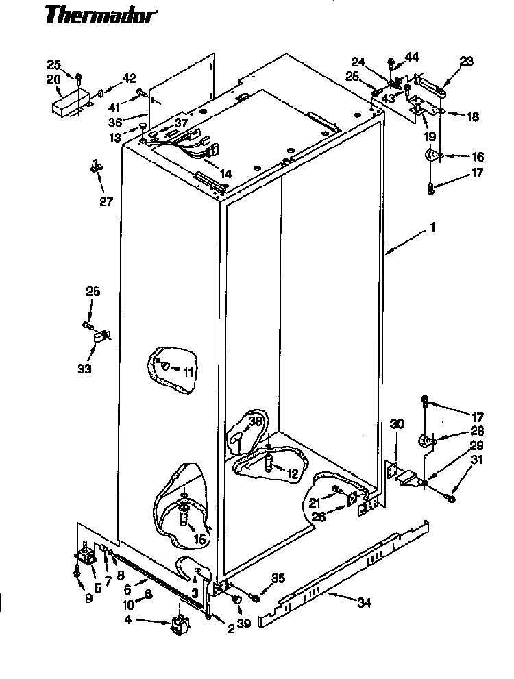 Cabinet Diagram and Parts List for TSS36DAW-06  Thermador Refrigerator